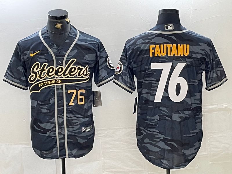Men Pittsburgh Steelers 76 Fautanu Camo Joint Name 2024 Nike Limited NFL Jersey style 2
